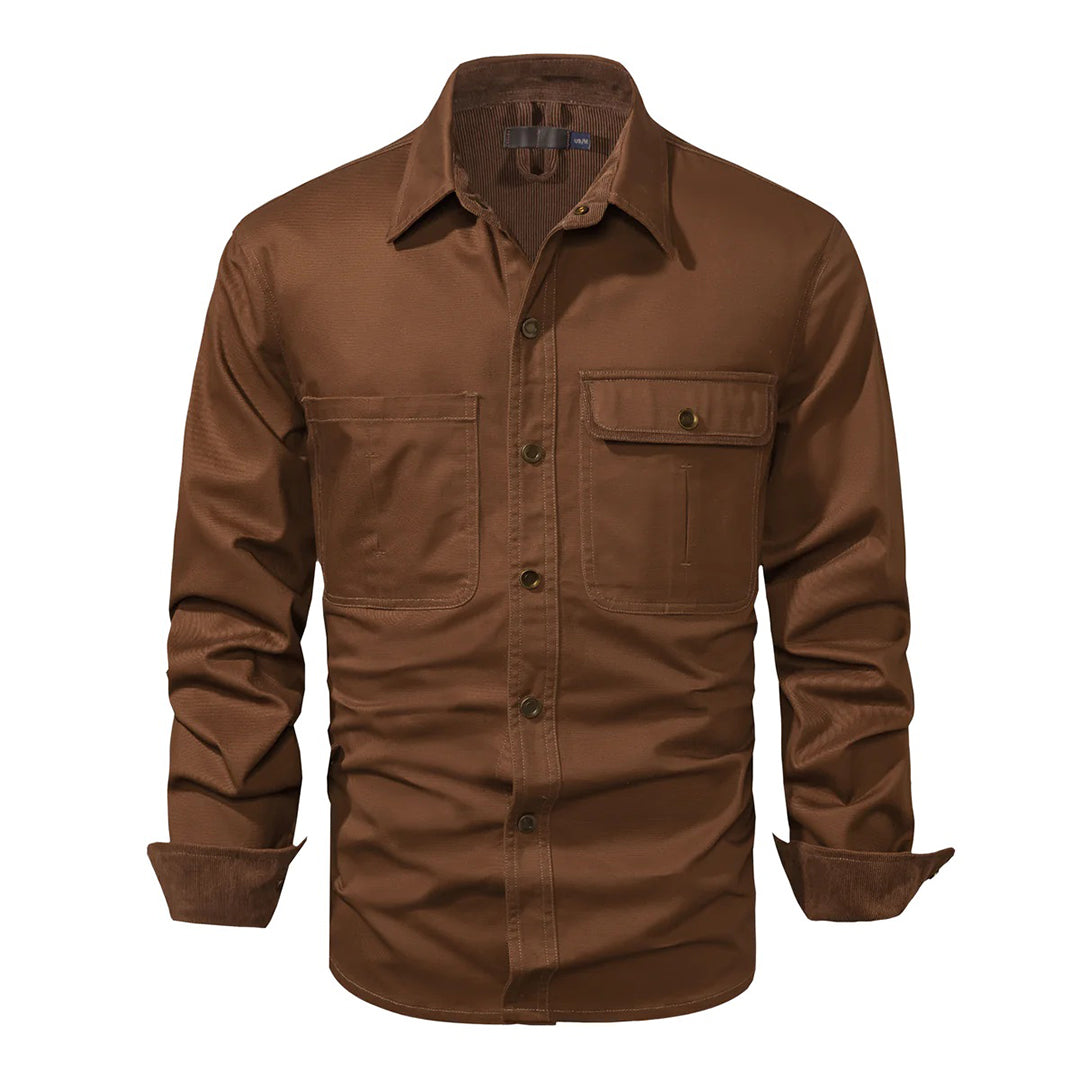 Chemise Homme à Manches Longues Boutonnée Contrastées Tissu Durable 7
