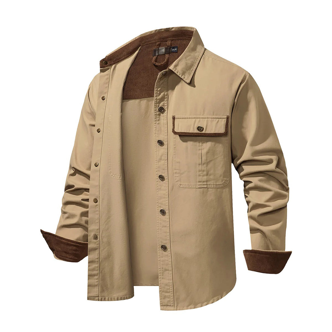 Chemise Homme à Manches Longues Boutonnée Contrastées Tissu Durable 8