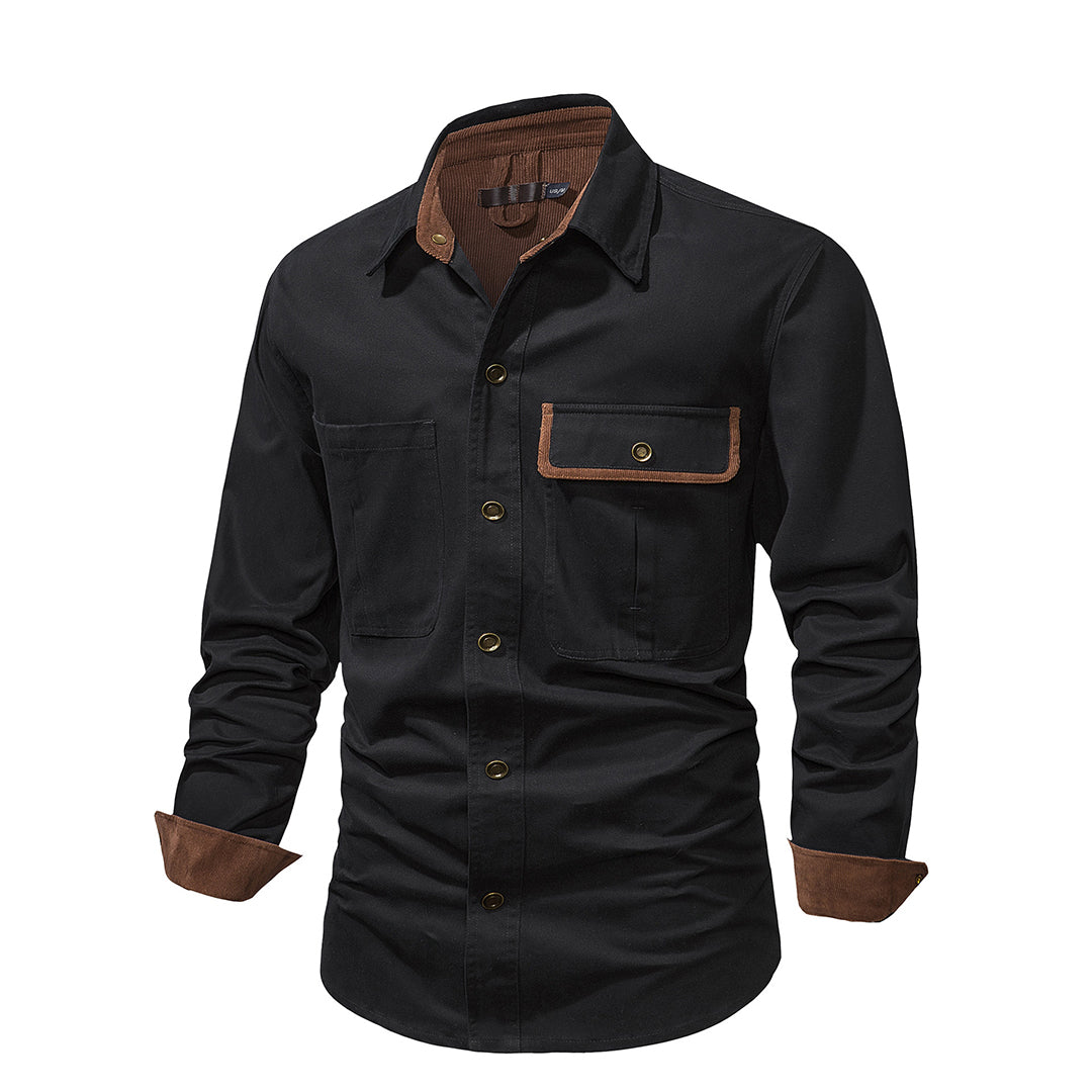 Chemise Homme à Manches Longues Boutonnée Contrastées Tissu Durable 9