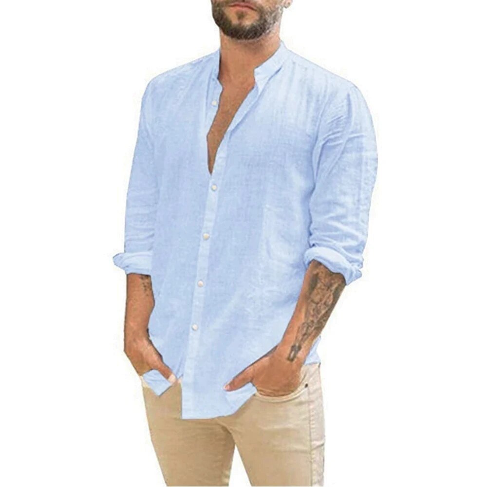 Chemise Homme à Manches Longues en Coton Respirant