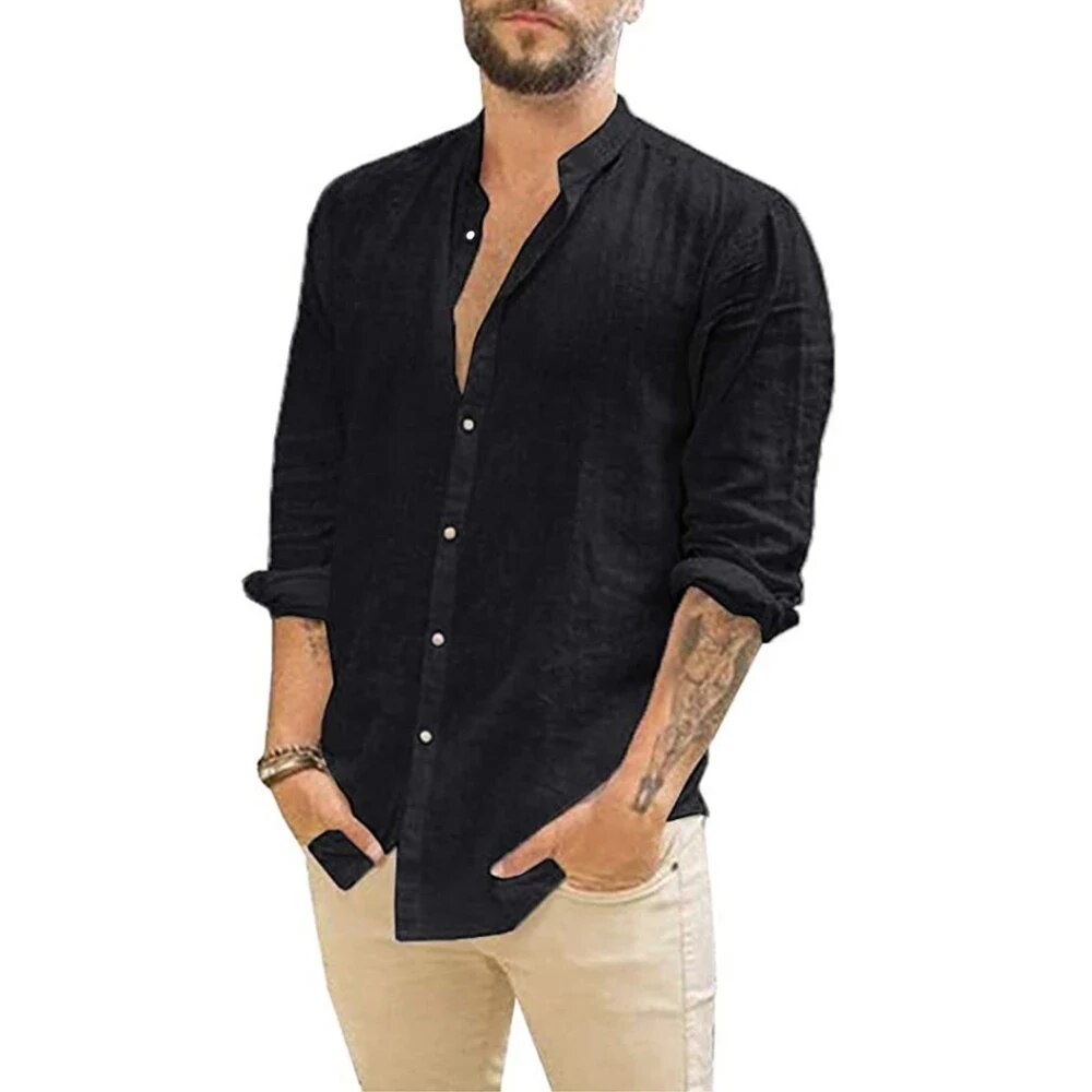 Chemise Homme à Manches Longues en Coton Respirant