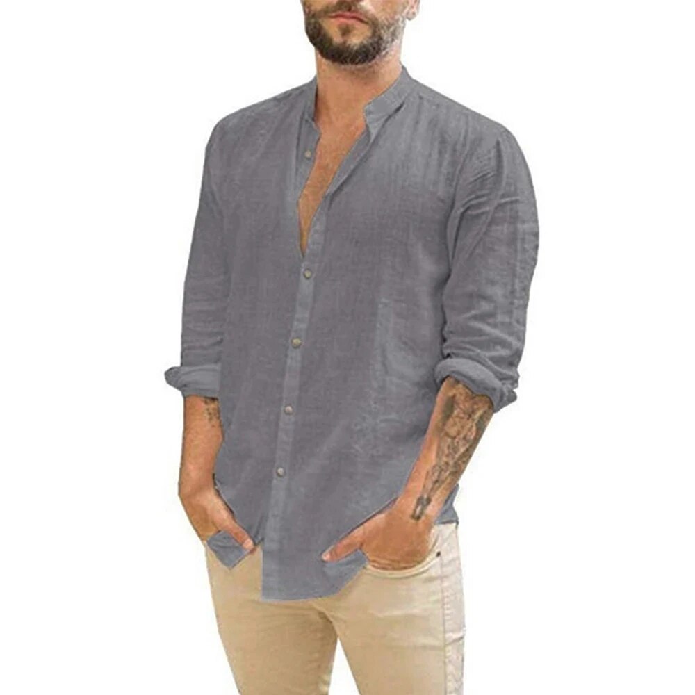 Chemise Homme à Manches Longues en Coton Respirant