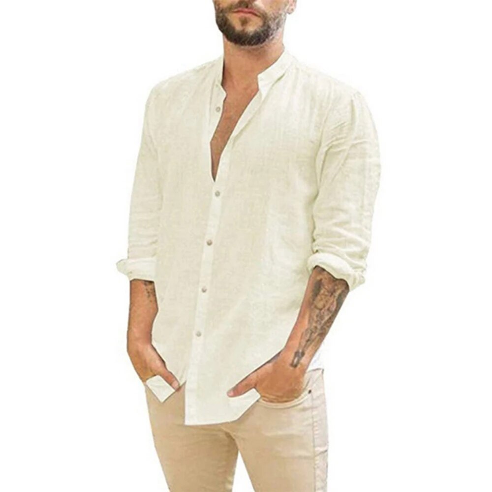 Chemise Homme à Manches Longues en Coton Respirant
