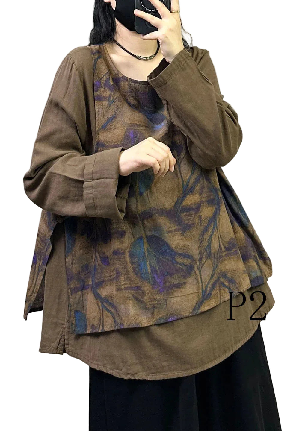 Chemise oversize patchwork pour femme style automnal 0