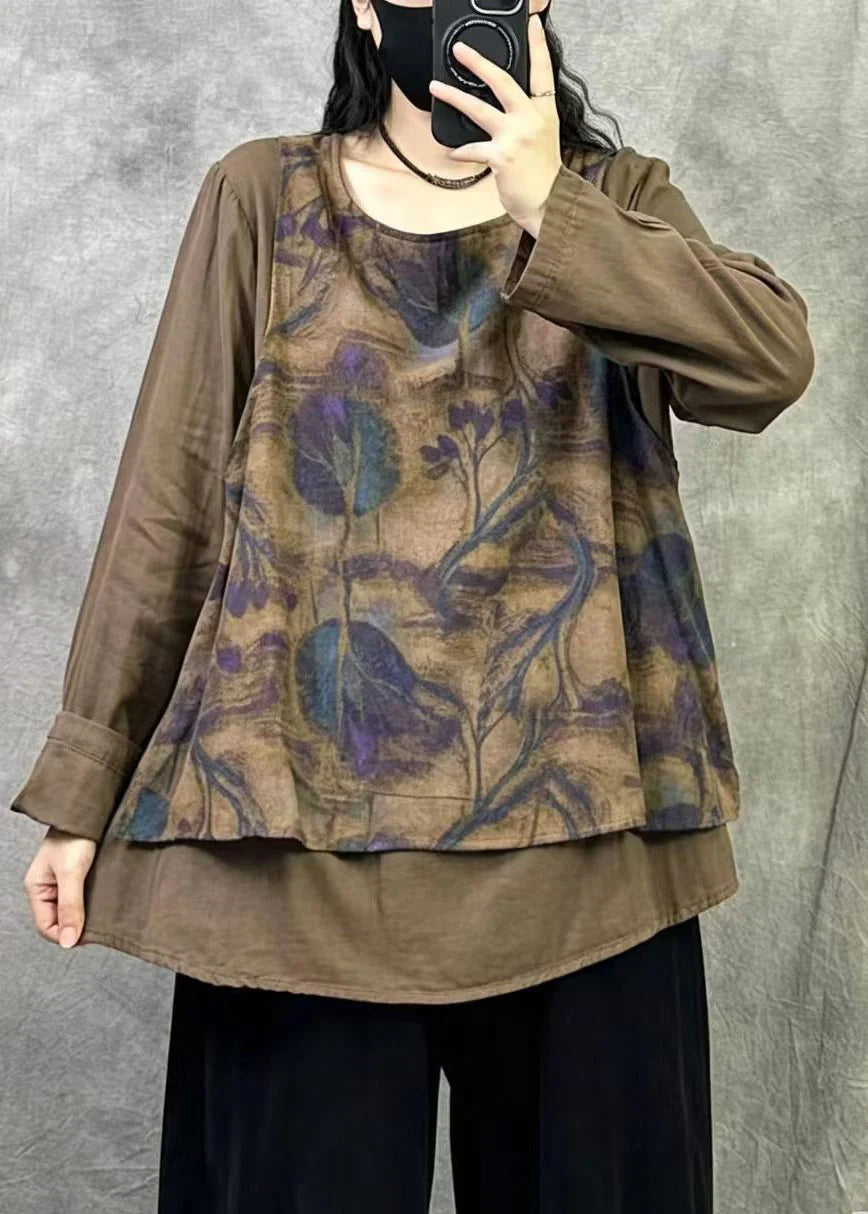 Chemise oversize patchwork pour femme style automnal 1