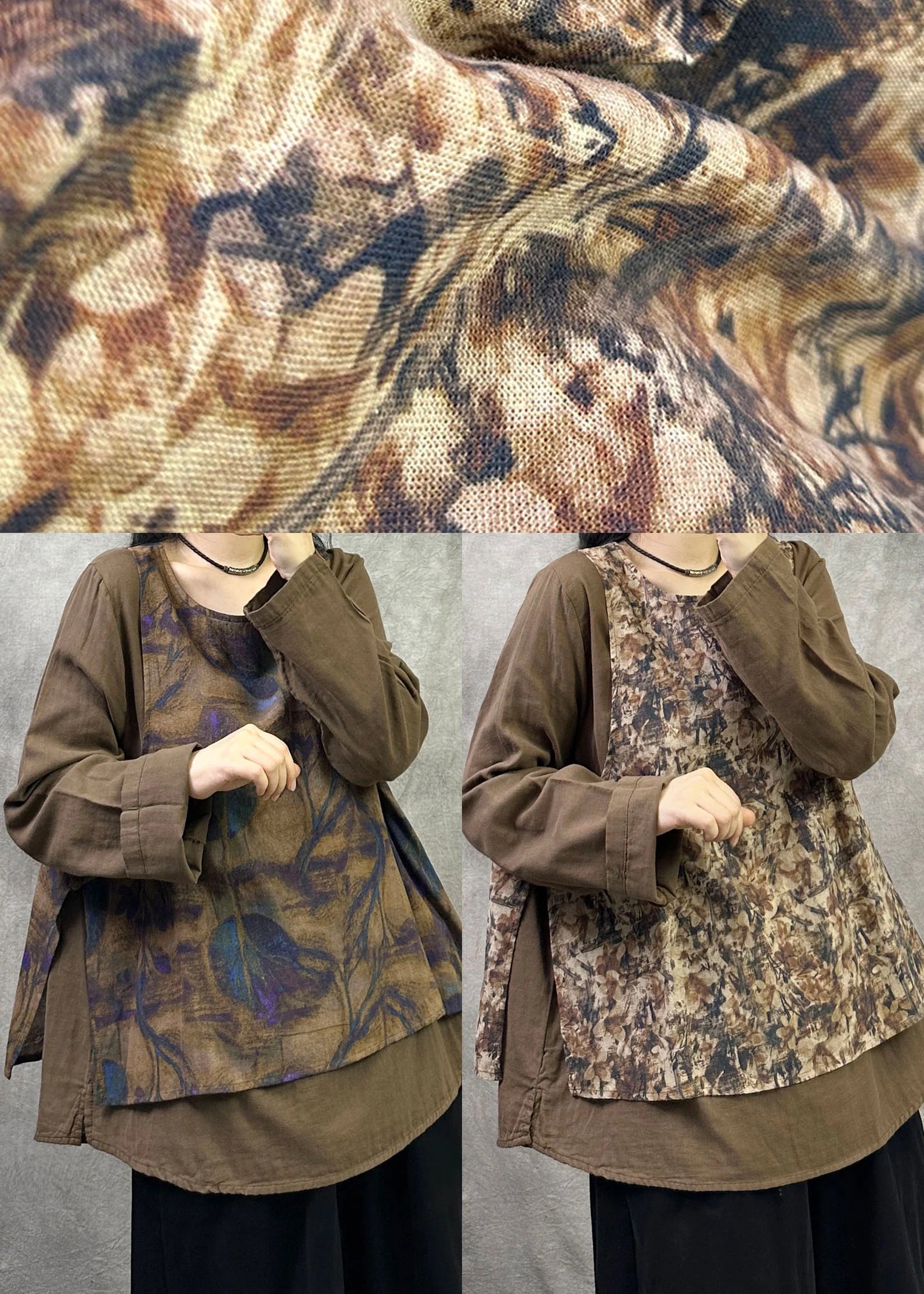 Chemise oversize patchwork pour femme style automnal 4