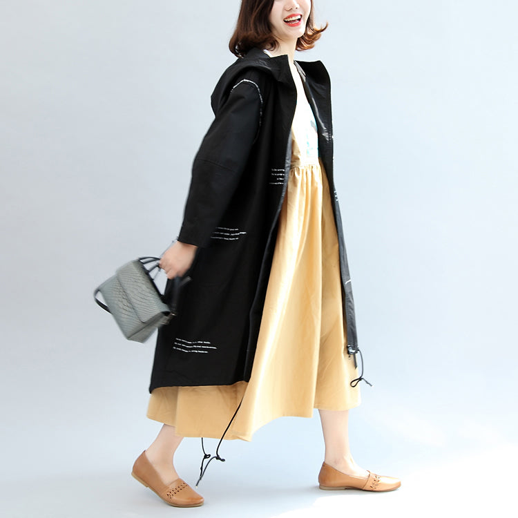 Chemisier Femme Imprimé Alphabet Manteau Surdimensionné à Capuche Manches Longues 3