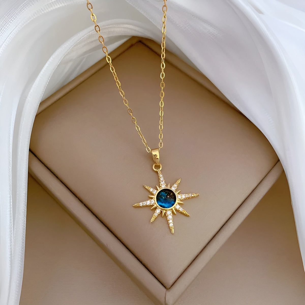 Collier Femme Chaîne Câblée avec Pierres Précieuses Aigue-Marine 2