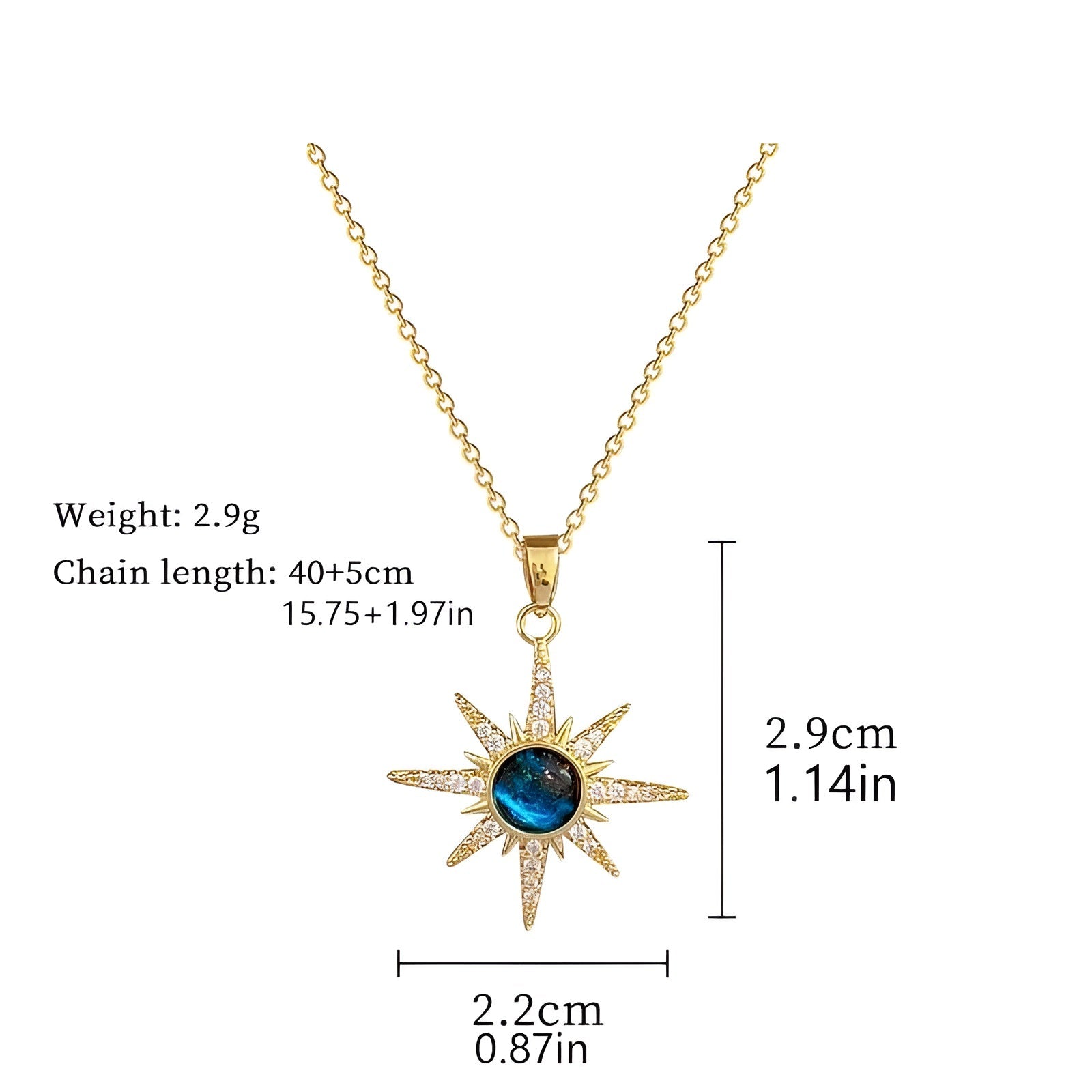Collier Femme Chaîne Câblée avec Pierres Précieuses Aigue-Marine 6