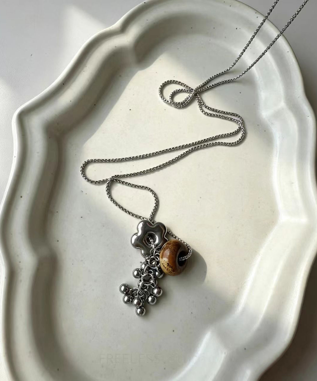 Collier Femme Lariat Minimaliste avec Pierre Naturelle 3