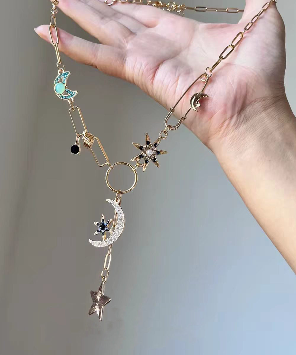 Collier Femme Pendentif Étoiles et Lune Moderne 3