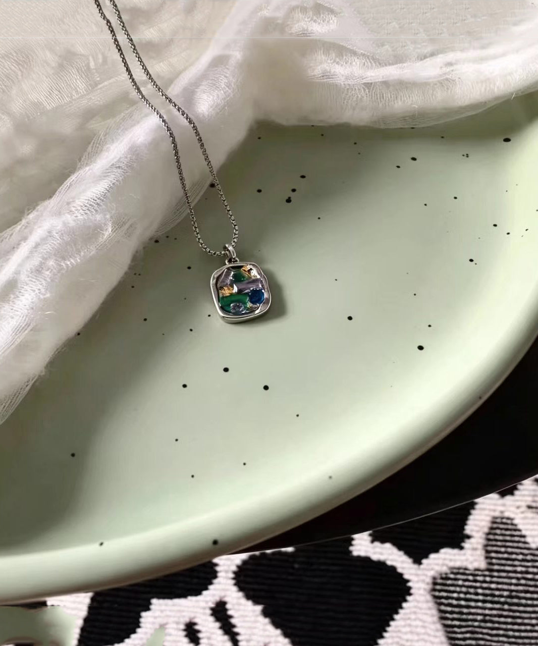 Collier Femme Pendentif Feuille Multicolore 2