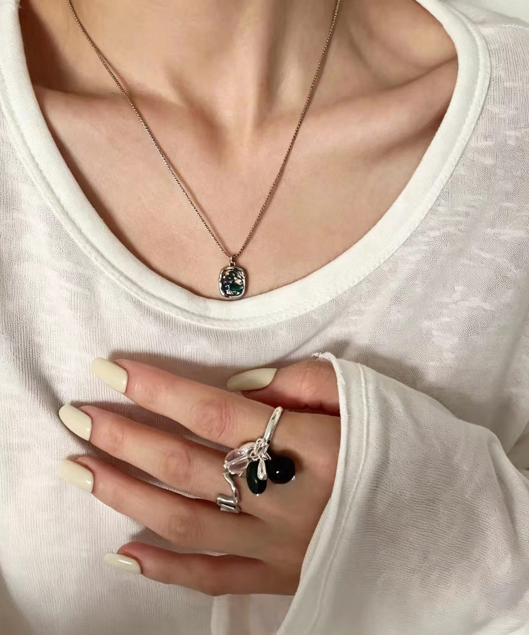 Collier Femme Pendentif Feuille Multicolore 3