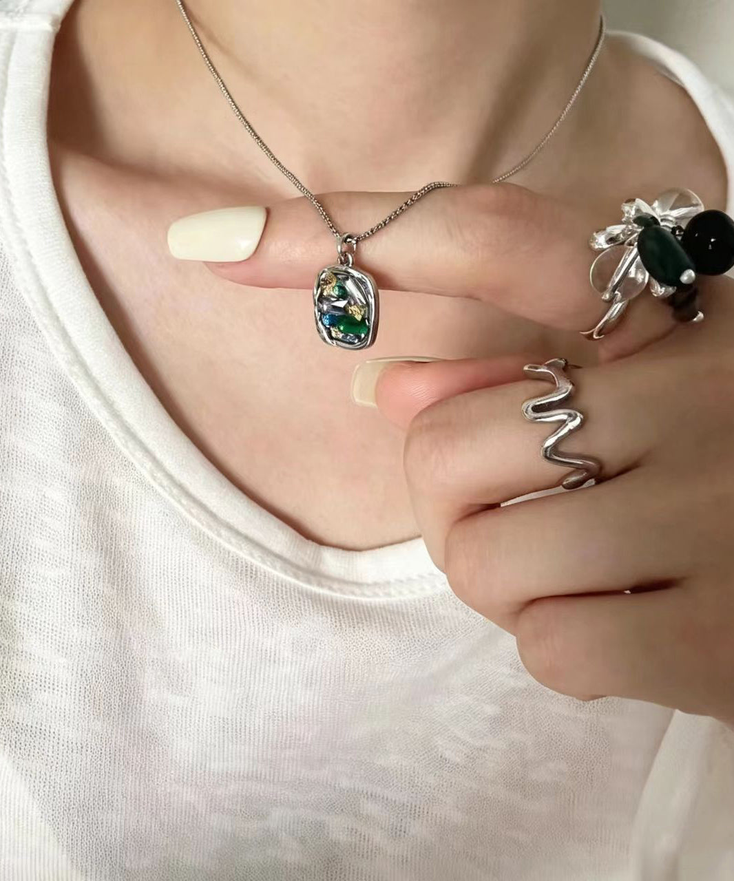 Collier Femme Pendentif Feuille Multicolore 4