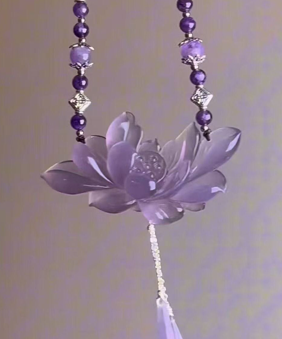 Collier Femme Pendentif Lotus Style Rétro 2