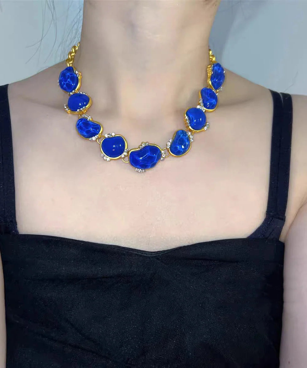 Collier Femme Style Vintage avec Zircon Bleu 2
