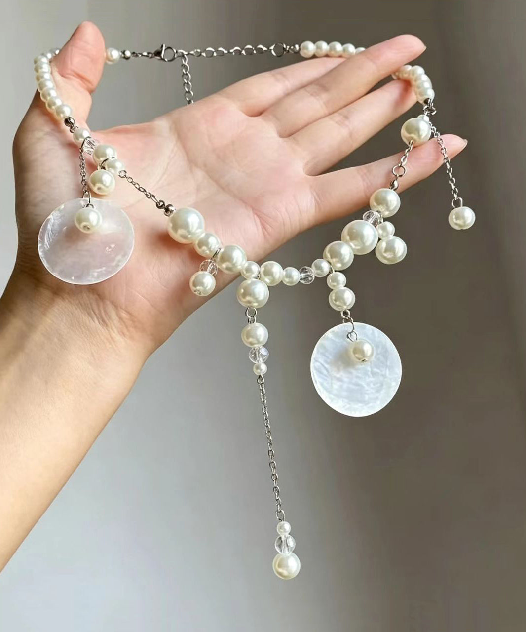 Collier Femme Tour de Cou Élégant en Coquille Imitation Perles 0