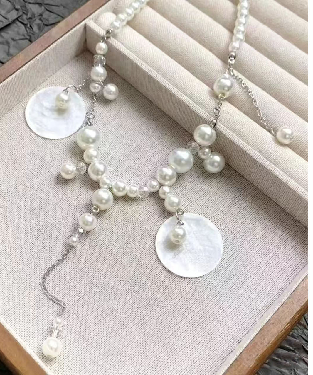 Collier Femme Tour de Cou Élégant en Coquille Imitation Perles 3