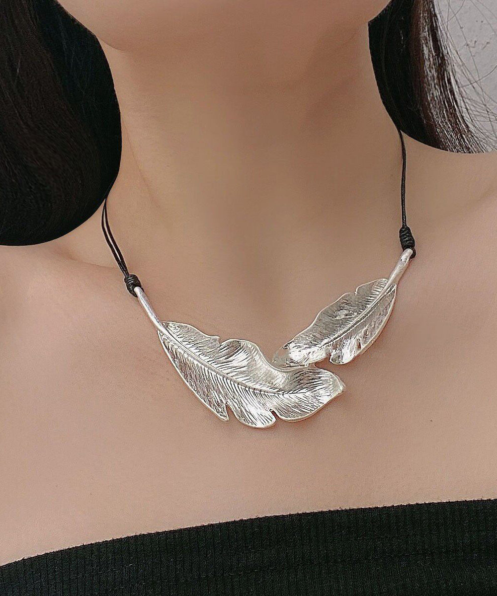 Collier Femme avec Pendentif Plume Style Naturel 0