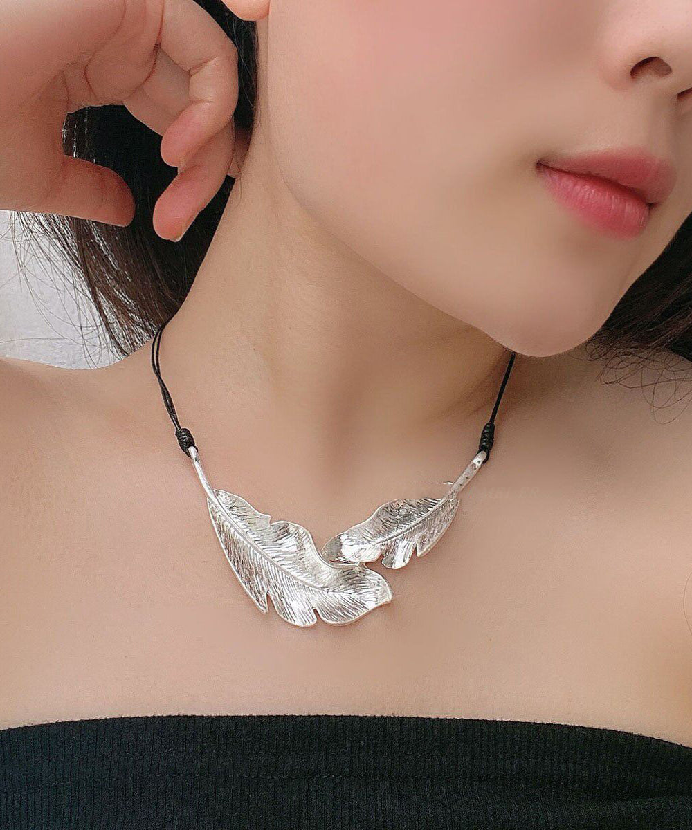 Collier Femme avec Pendentif Plume Style Naturel 4