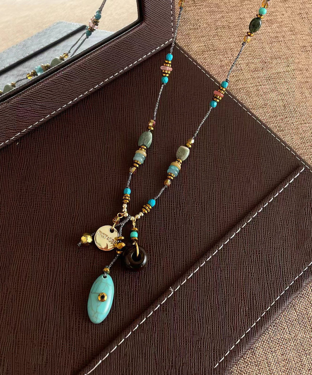 Collier Lariat Femme Style Boho avec Perles Turquoise 3