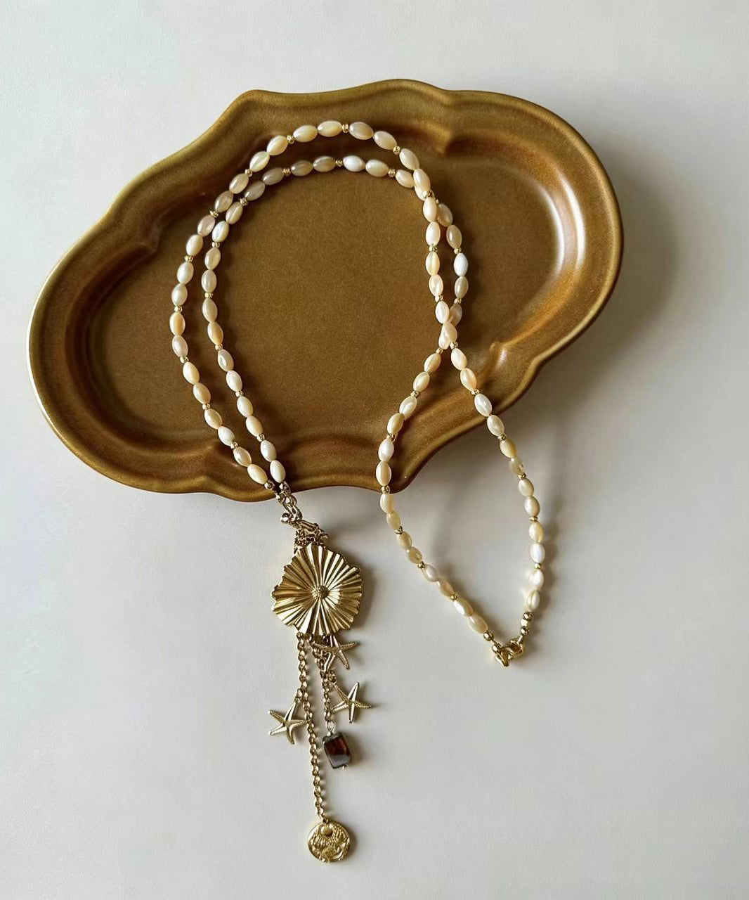 Collier Lariat Femme Style Chic Perles de Verre 0