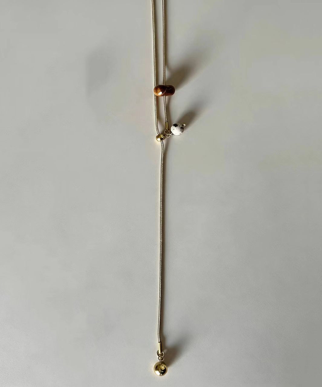 Collier Lariat Femme Style Minimaliste avec Pierre Naturelle Œil de Tigre 4