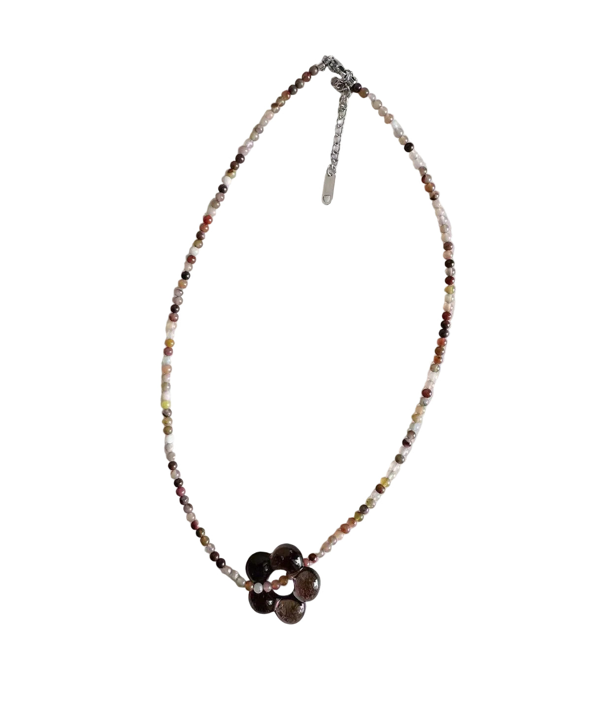 Collier ras du cou pour femme avec pendentif floral en pierre naturelle 2