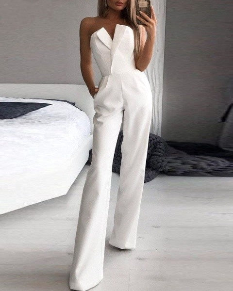 Combinaison Femme Chic Sans Manches Rouge 1