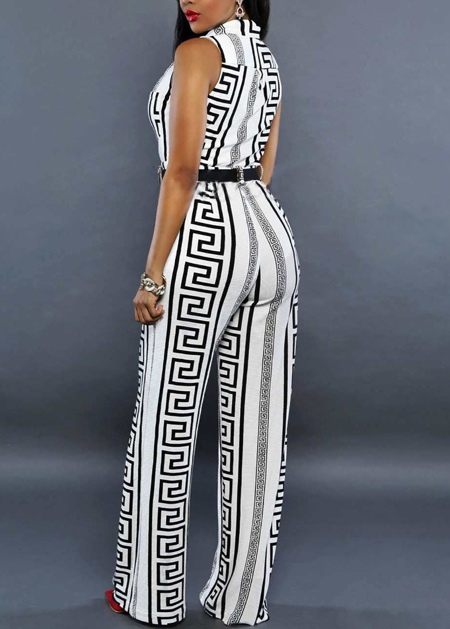 Combinaison Femme Moderne Imprimée Col Montant 3