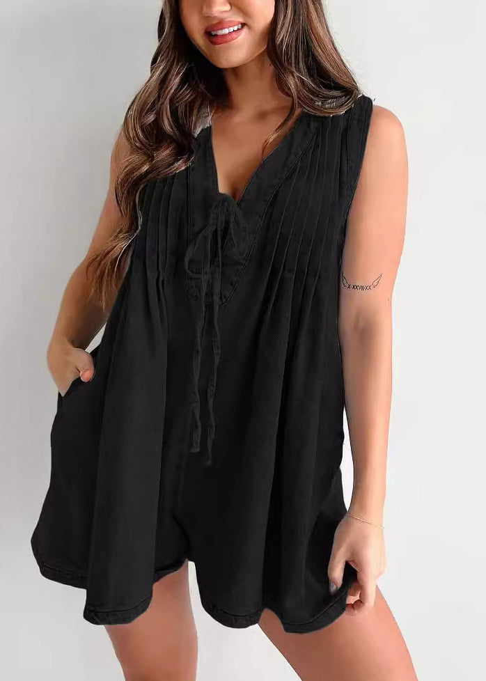 Combinaison Femme Sans Manches Col V à Lacets 4
