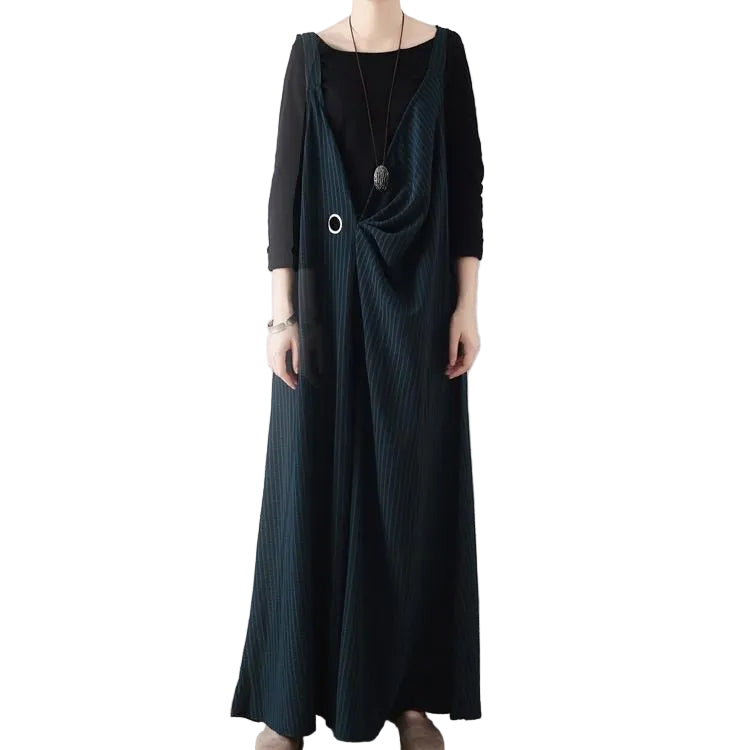 Combinaison Pantalon Femme Oversize Rayée à Jambes Larges 0
