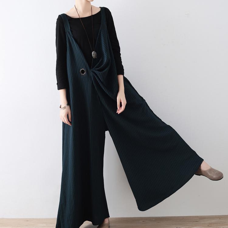 Combinaison Pantalon Femme Oversize Rayée à Jambes Larges 1