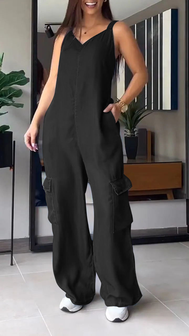 Combinaison en Jean Femme Style V-Haut Confortable