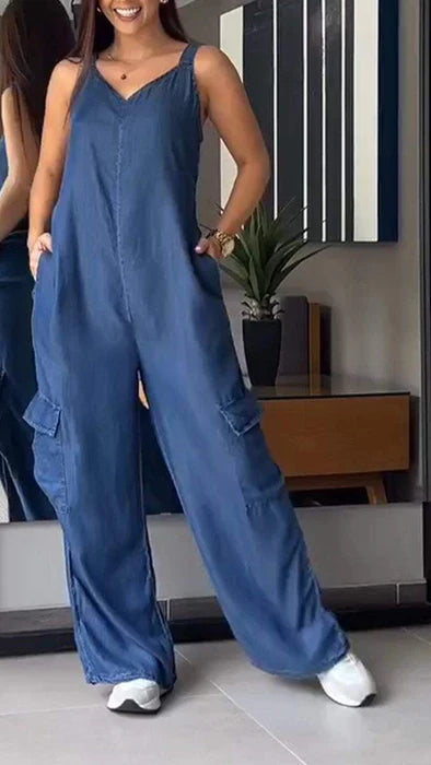 Combinaison en Jean Femme Style V-Haut Confortable