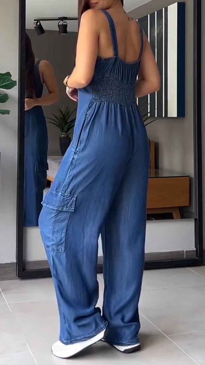 Combinaison en Jean Femme Style V-Haut Confortable