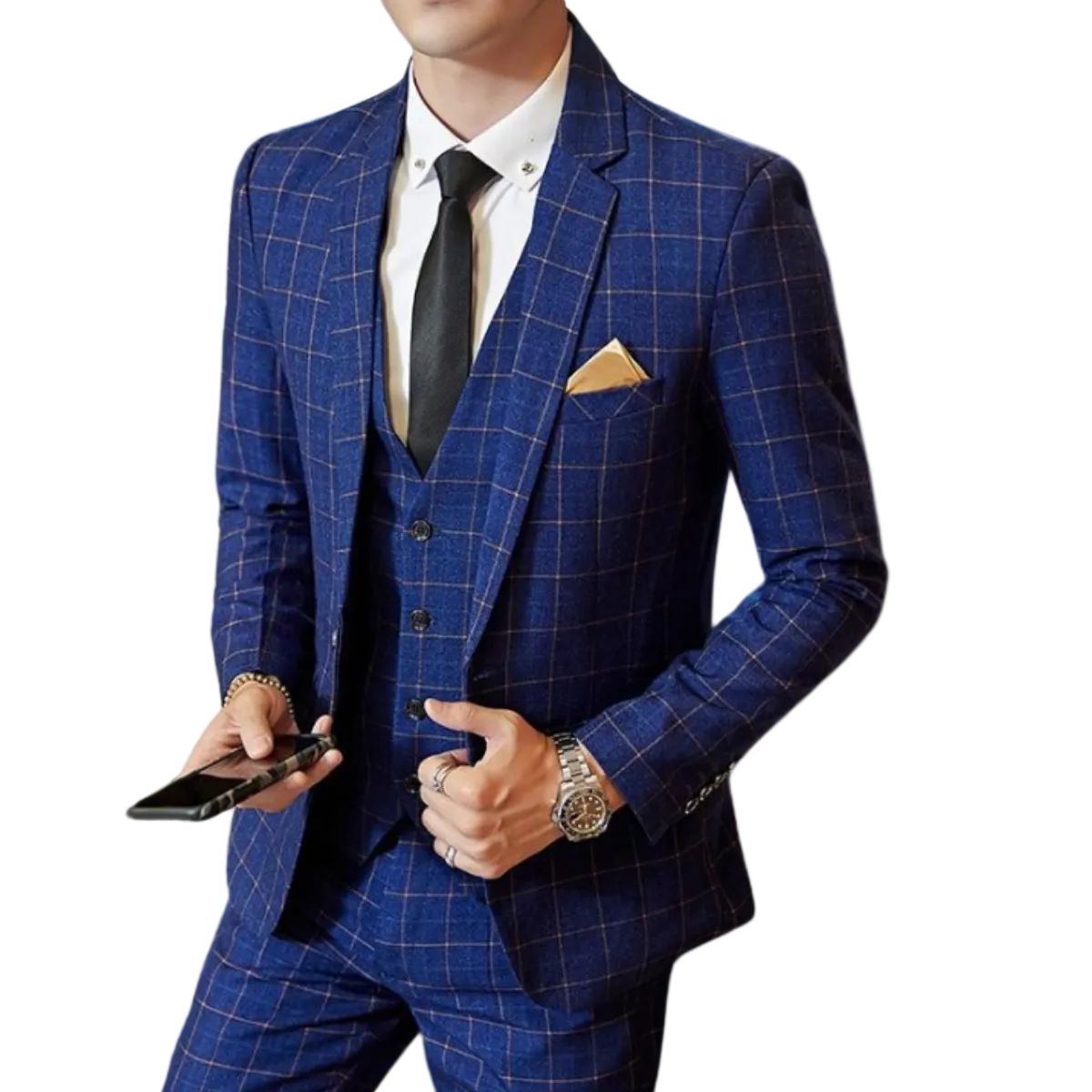 Costume trois pièces à carreaux pour hommes Printemps 0
