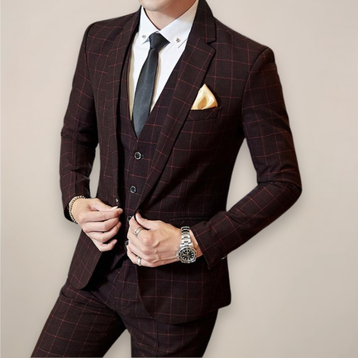 Costume trois pièces à carreaux pour hommes Printemps 1