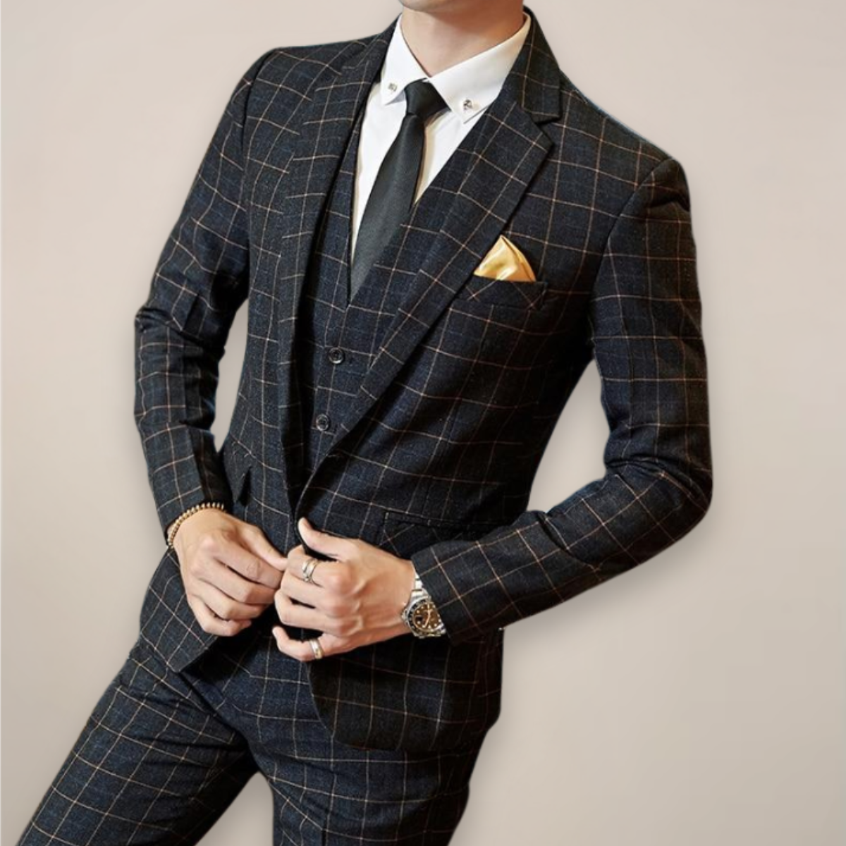 Costume trois pièces à carreaux pour hommes Printemps 2