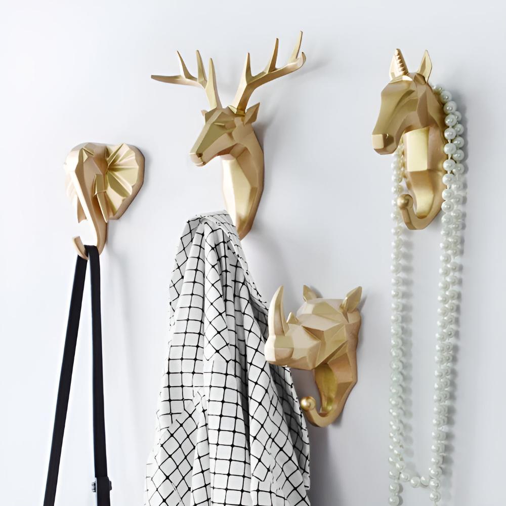 Crochets Muraux Contemporains Tête d'Animal Géométrique 4