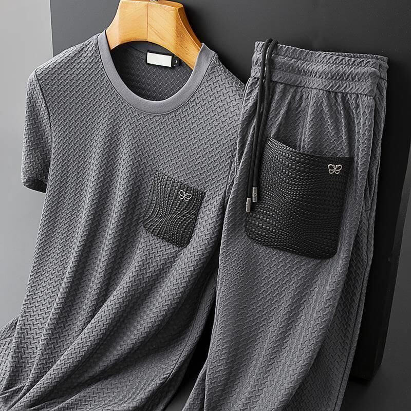 Ensemble de Loisirs pour Hommes T-shirt et Pantalon en Polyester Confortable 1