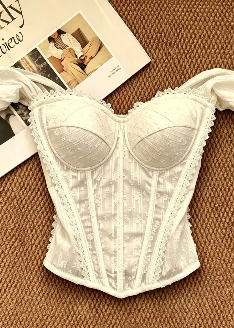 Débardeur Bustier Femme Patchwork Dentelle Coupe Slim Été 0