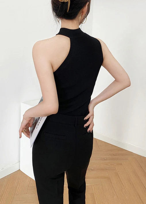 Débardeur Femme Col Montant Asymétrique Sans Manches 4