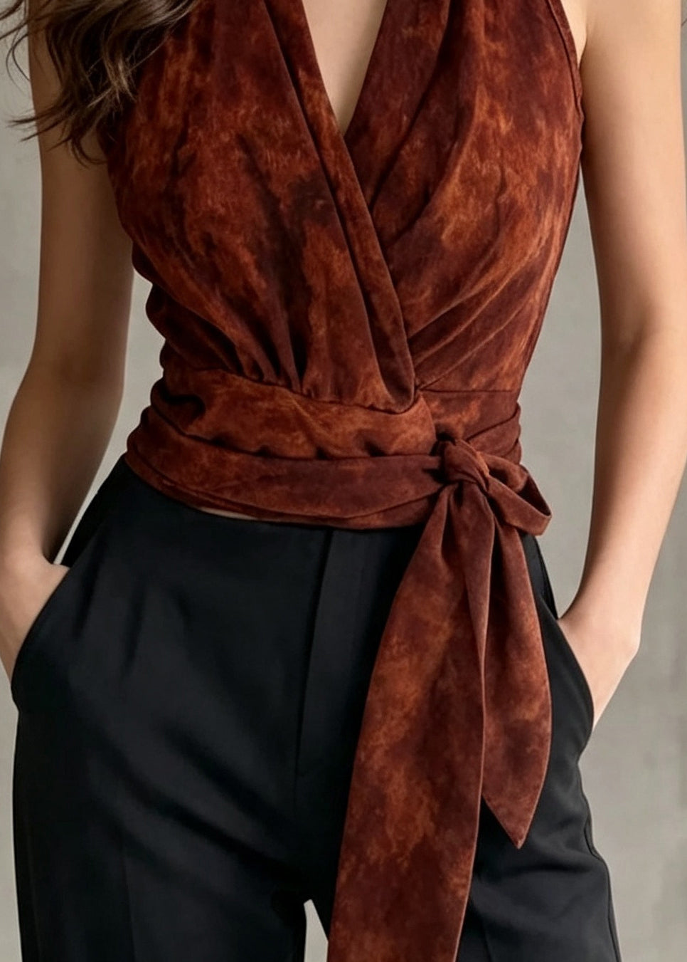 Débardeur Femme Style Halter Noué Taille Ample 3