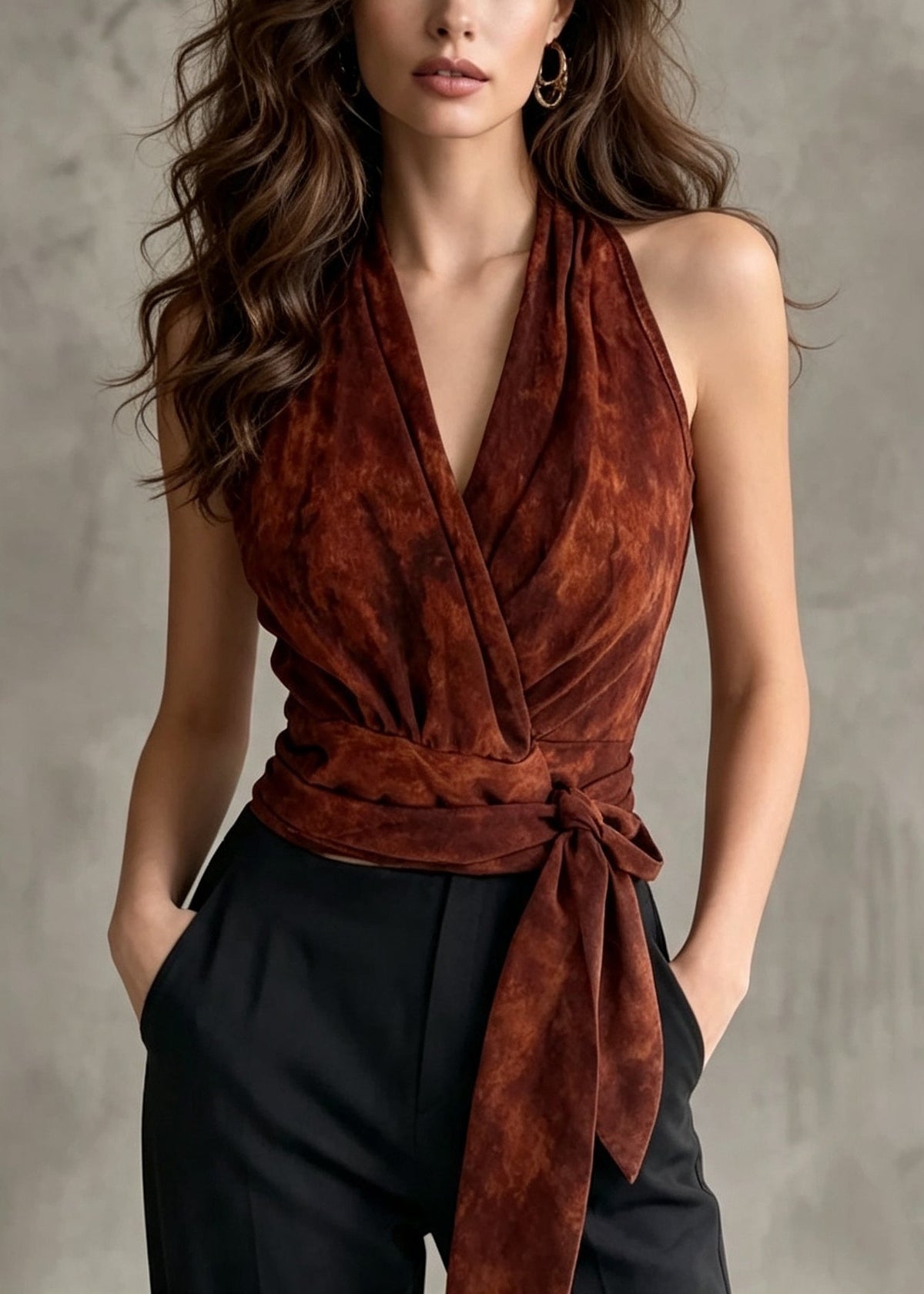 Débardeur Femme Style Halter Noué Taille Ample 4