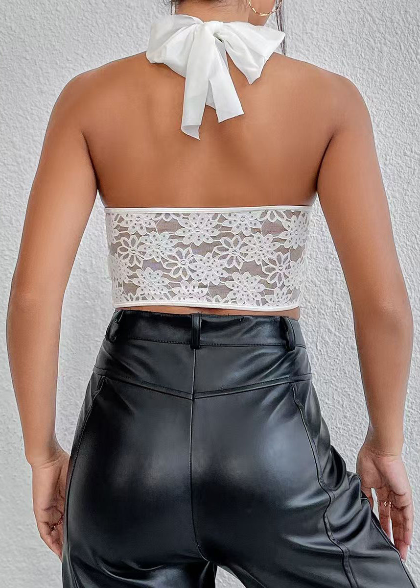 Débardeur Femme Style Halter Patchwork Dentelle 4