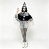 Déguisement Femme Clown Pierrot Halloween Cape à Volants et Chapeau 1
