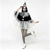 Déguisement Femme Clown Pierrot Halloween Cape à Volants et Chapeau 2