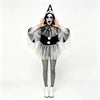 Déguisement Femme Clown Pierrot Halloween Cape à Volants et Chapeau 3