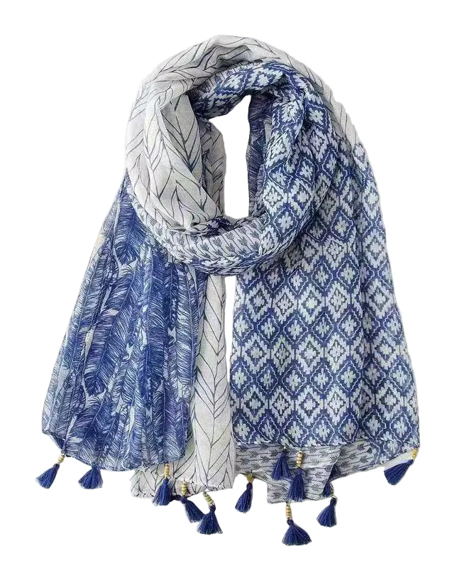 Écharpe Femme Style Ethnique Bohème à Pompons 1